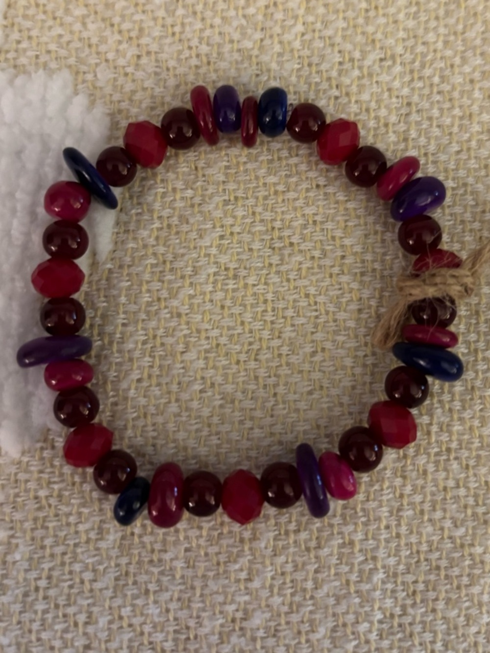 Colorful Beaded Stretch Bracelet - Magenta, Purple, & Blue